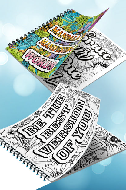 Mandala Manifest Words Bold And Easy – 20x20 cm Büyük Boyama Kitabı, Çocuklar ve Yetişkinler İçin