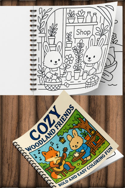 Cozy Woodland Friends Bold And Easy 20x20 Cm Büyük Boyama Kitabı, Çocuklar Ve Yetişkinlere