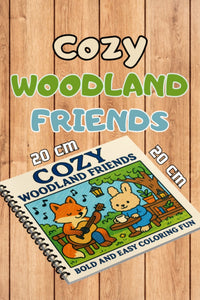 Cozy Woodland Friends Bold And Easy 20x20 Cm Büyük Boyama Kitabı, Çocuklar Ve Yetişkinlere