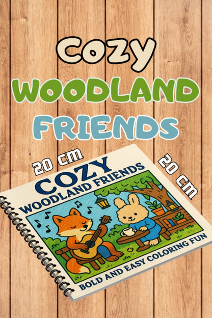 Cozy Woodland Friends Bold And Easy 20x20 Cm Büyük Boyama Kitabı, Çocuklar Ve Yetişkinlere