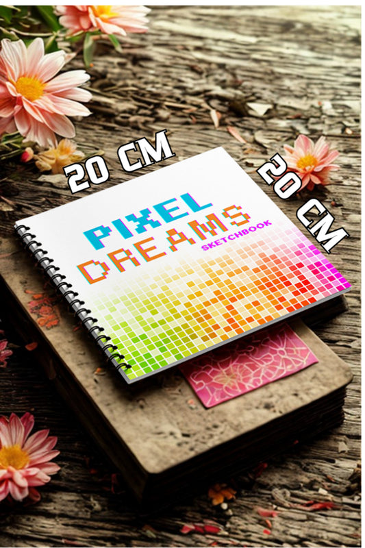 Pixel Dreams Skecth Book 20 X 20 Cm 50x50 Kareli Pixel Art, Eskiz, Çizim Ve Boyama Kitabı