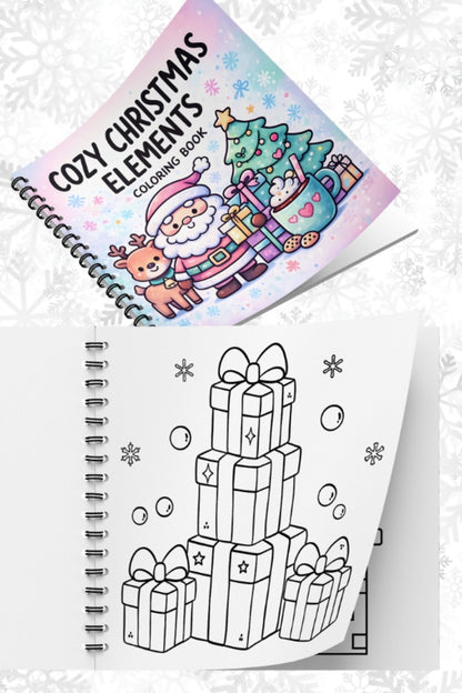 Yılbaşı Cozy Christmas Elements 20x20 Cm Büyük Boyama Kitabı, Çocuklar Ve Yetişkinler İçin