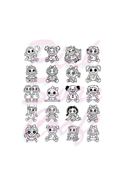 Creepy Doll Collection Bold And Easy 20x20 Cm Büyük Boyama Kitabı Çocuklar Yetişkinler