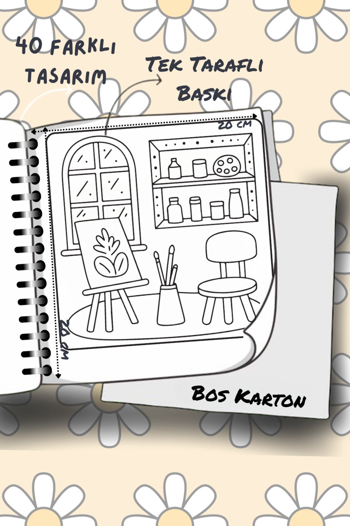 Cozy Spaces Bold And Easy – 20x20 cm Büyük Boyama Kitabı, Çocuklar ve Yetişkinler İçin