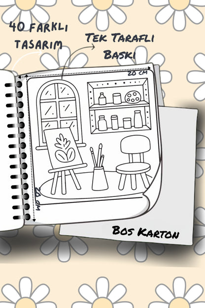 Cozy Spaces Bold And Easy – 20x20 cm Büyük Boyama Kitabı, Çocuklar ve Yetişkinler İçin