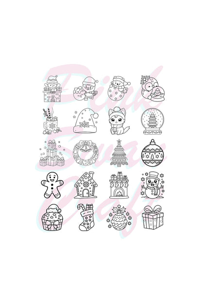 Yılbaşı Cozy Christmas Elements 20x20 Cm Büyük Boyama Kitabı, Çocuklar Ve Yetişkinler İçin