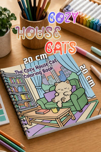 Cozy House Cats Ev Kedileri 20x20 Cm Büyük Boyama Kitabı, Çocuklar Yetişkinler