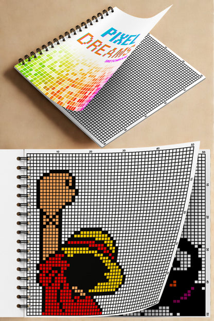 Pixel Dreams Skecth Book 20 X 20 Cm 50x50 Kareli Pixel Art, Eskiz, Çizim Ve Boyama Kitabı