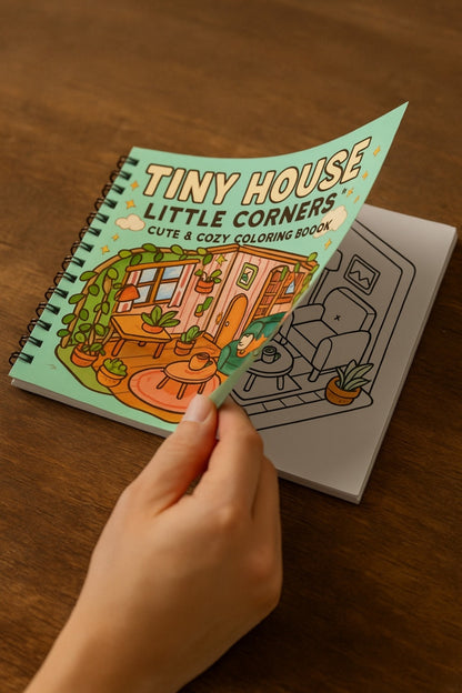 Tiny House Little İsometric Corners – 20x20 cm Büyük Boyama Kitabı, Çocuklar ve Yetişkinler