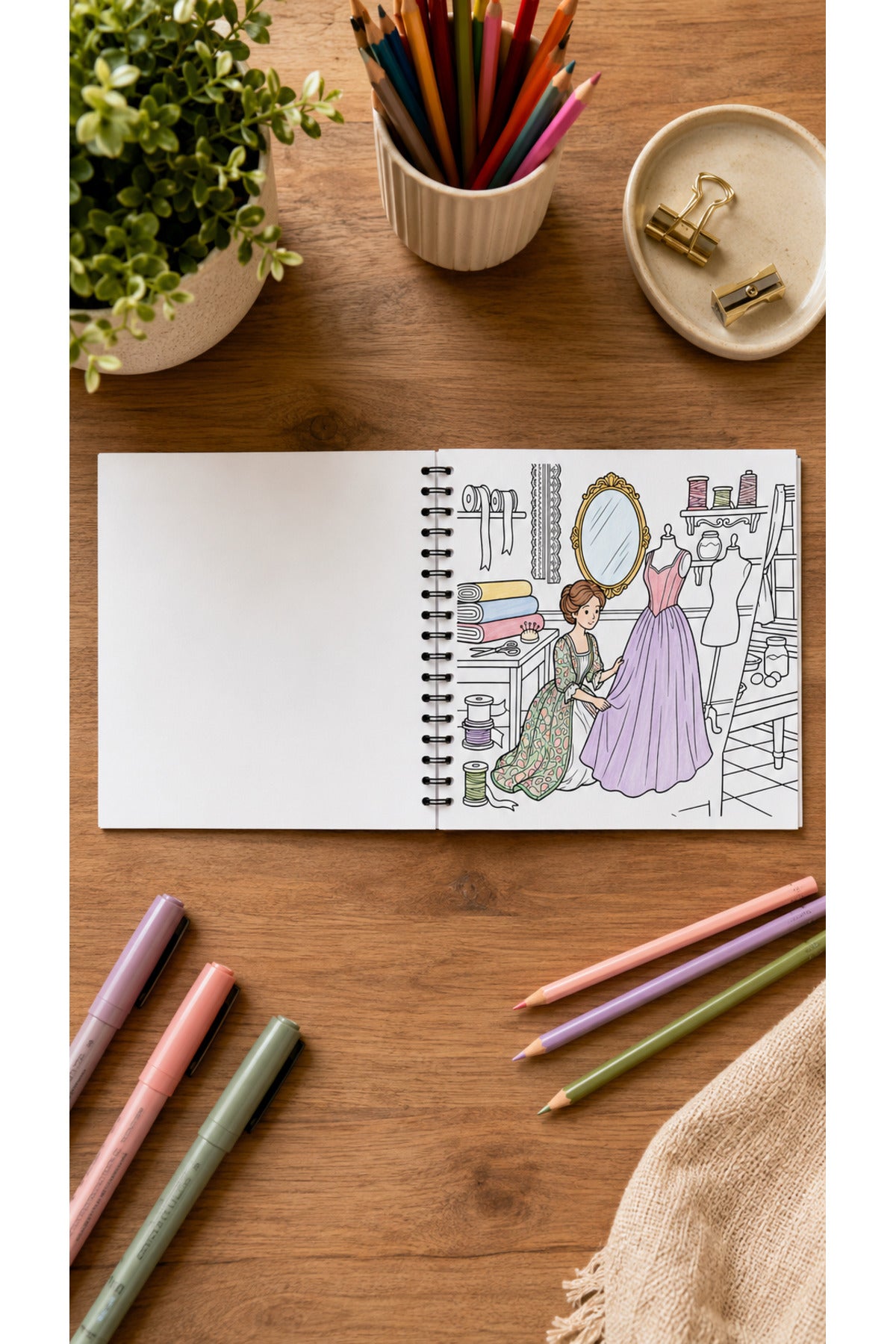 Vintage Victorian Lady Moments – 20x20 cm Büyük Boyama Kitabı, Çocuklar ve Yetişkinler İçin