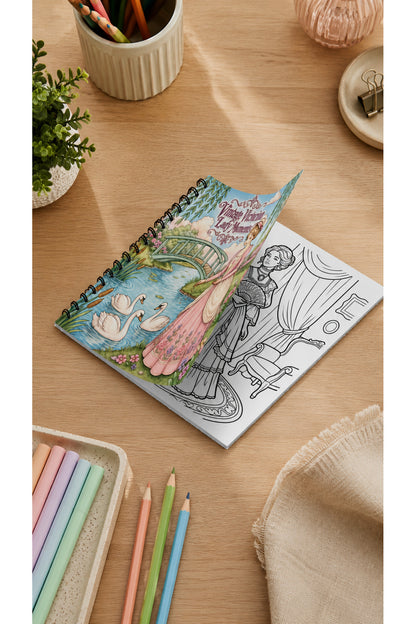 Vintage Victorian Lady Moments – 20x20 cm Büyük Boyama Kitabı, Çocuklar ve Yetişkinler İçin