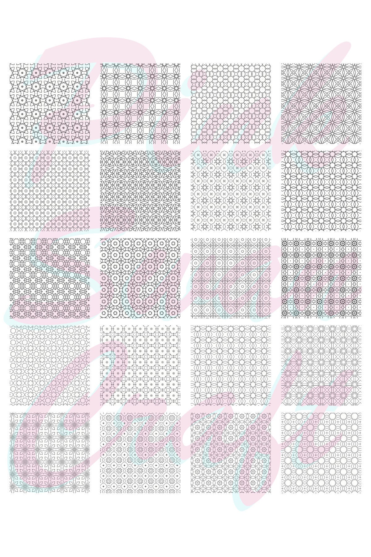 Geometrik Patternler 20 x 20 Cm Büyük Boyama Kitabı