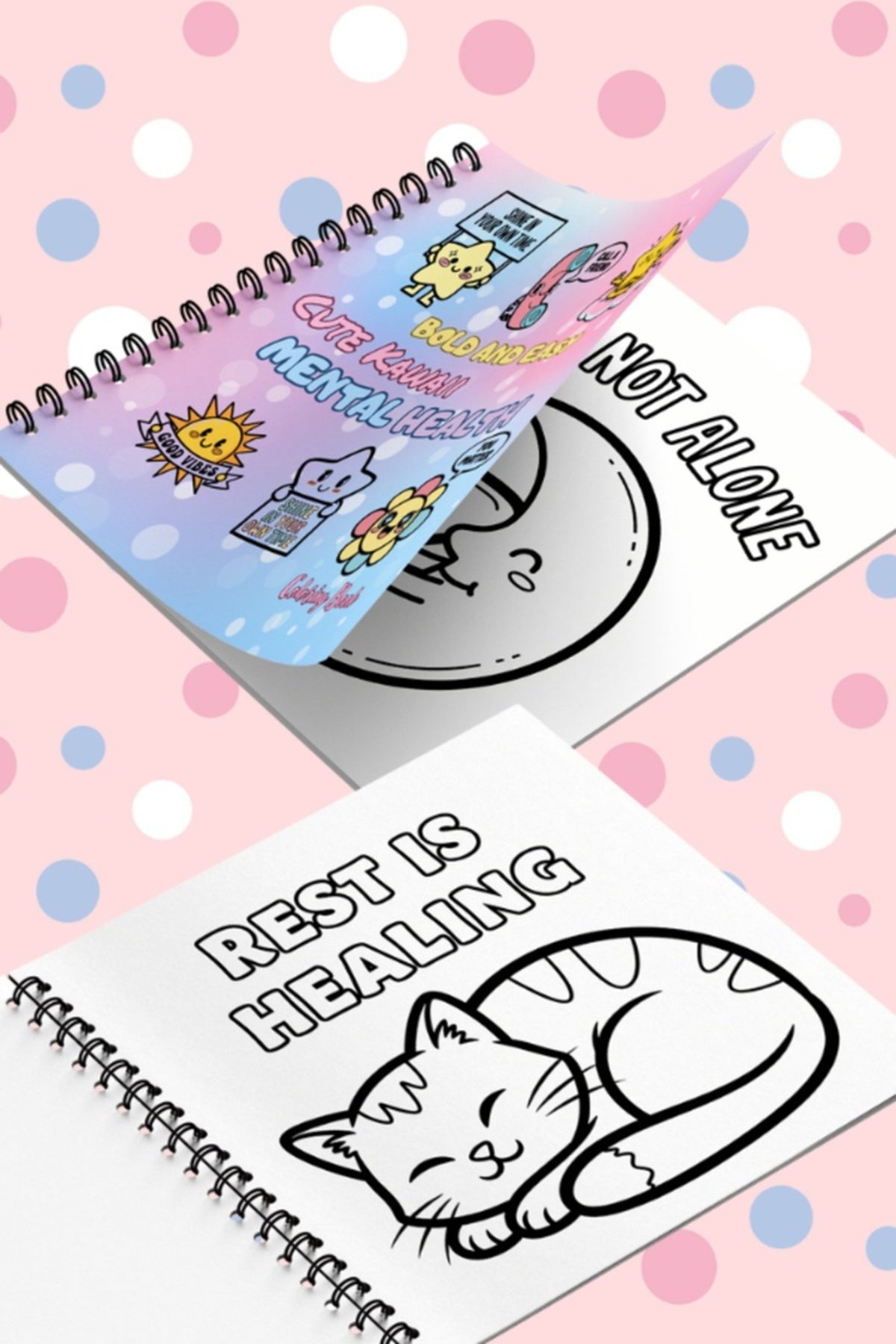 Cute Kawaii Mental Health Bold And Easy - 20x20 Büyük Boyama Kitabı, Çocuklar Ve Yetişkinler