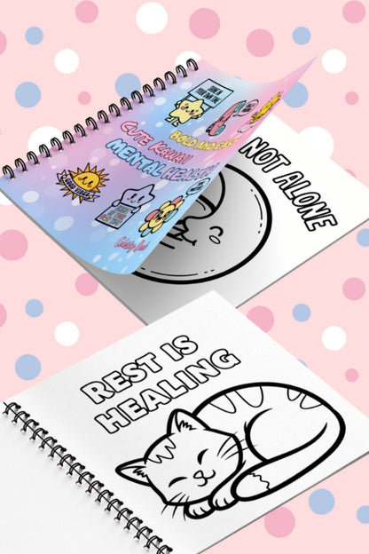 Cute Kawaii Mental Health Bold And Easy - 20x20 Büyük Boyama Kitabı, Çocuklar Ve Yetişkinler