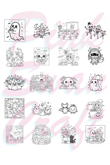 Halloween Spooky Cute And Kawaii Bold And Easy 20 x 20 Cm Büyük Boyama Kitabı