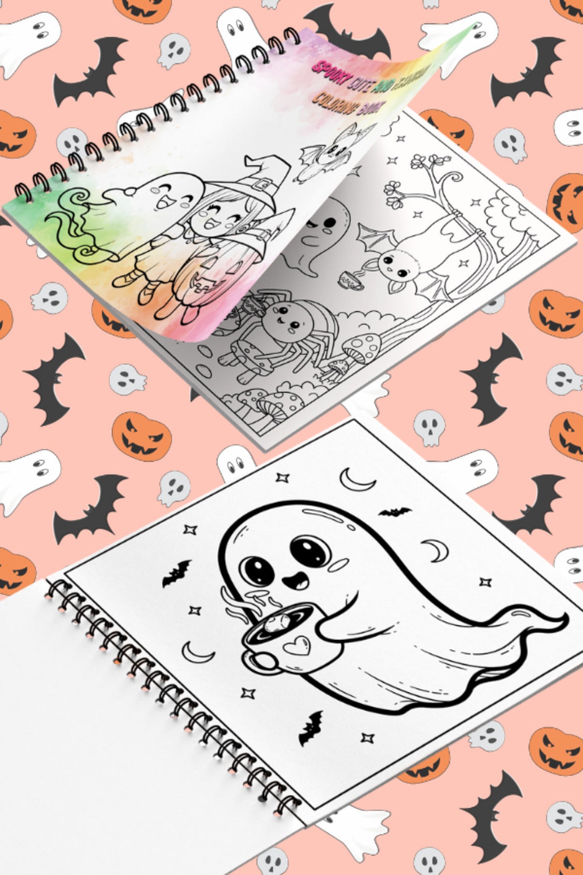 Halloween Spooky Cute And Kawaii Bold And Easy 20 x 20 Cm Büyük Boyama Kitabı