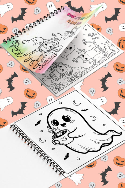 Halloween Spooky Cute And Kawaii Bold And Easy 20 x 20 Cm Büyük Boyama Kitabı