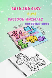 Cute Balloon Animals Bold And Easy 20x20 Cm Büyük Boyama Kitabı, Çocuklar Ve Yetişkinlere