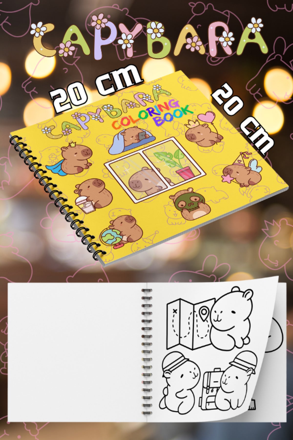 Kapibara (Capybara) Bold And Easy 20 x 20 Cm Büyük Boyama Kitabı