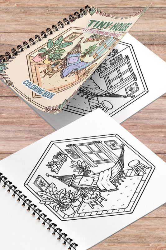 Little Tiny Isometric Rooms II – 20x20 cm Büyük Boyama Kitabı, Çocuklar ve Yetişkinler İçin