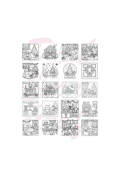 Yılbaşı Cozy Holiday Scenes Bold And Easy 20x20 Cm Büyük Boyama Kitabı, Çocuklar Yetişkinler