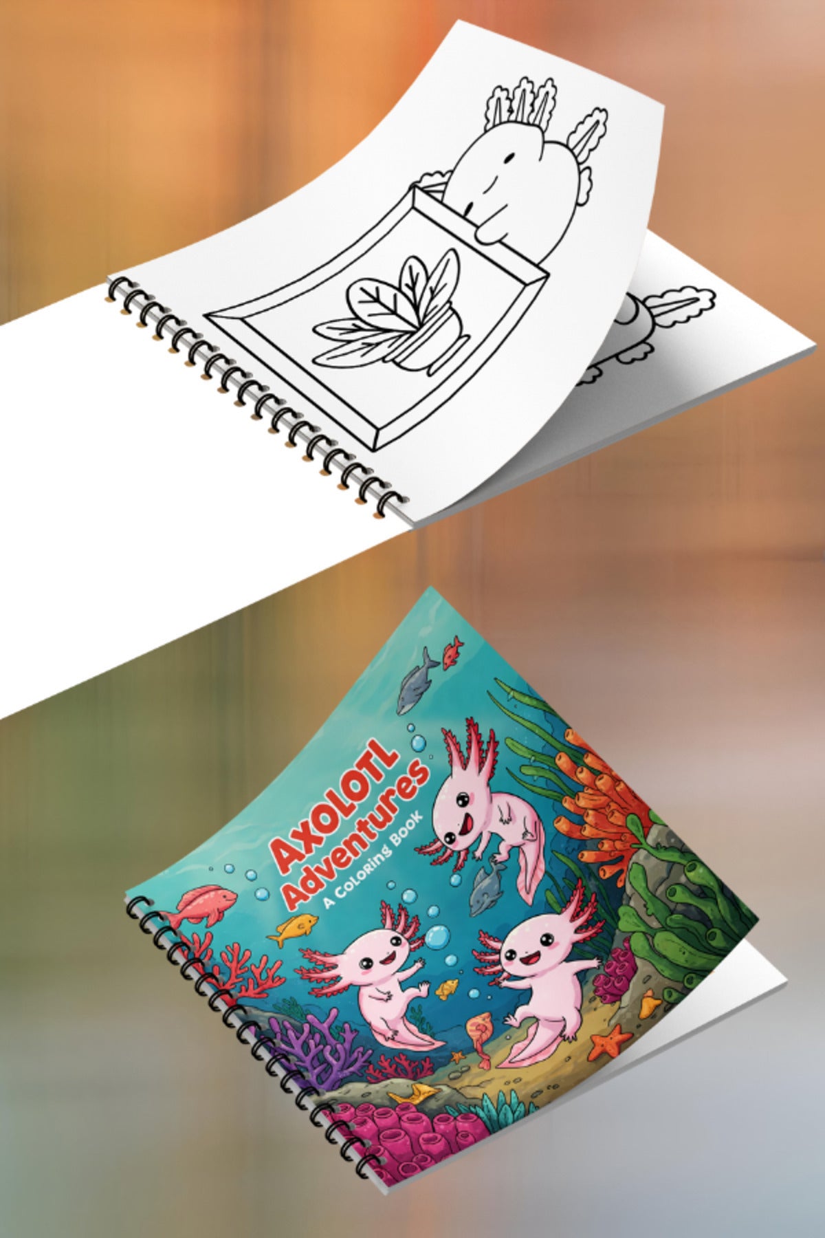 Cozy Axolotls (Aksolotlar) Bold And Easy 20 x 20 Cm Büyük Boyama Kitabı