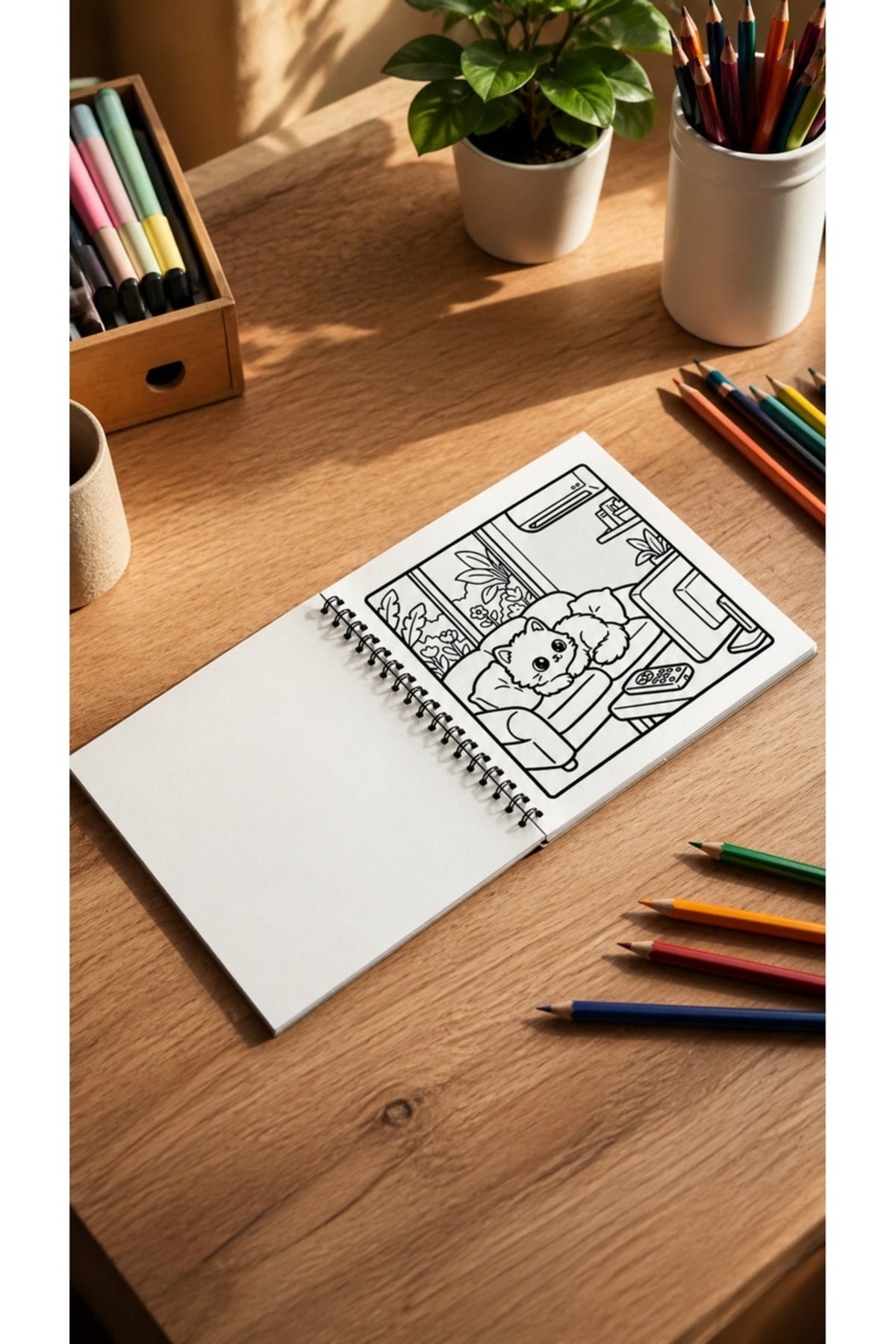Cozy House Cats Ev Kedileri 20x20 Cm Büyük Boyama Kitabı, Çocuklar Yetişkinler