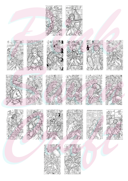 Ink Warriors: Original Manga Heroes Boyama Kitabı - Çanta / Cep Boy - 10x20 cm