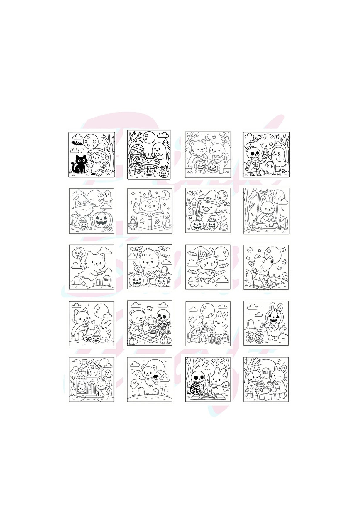 Cozy Haunted Whimsy Bold And Easy 20x20 Cm Büyük Boyama Kitabı, Çocuklar Ve Yetişkinler İçin