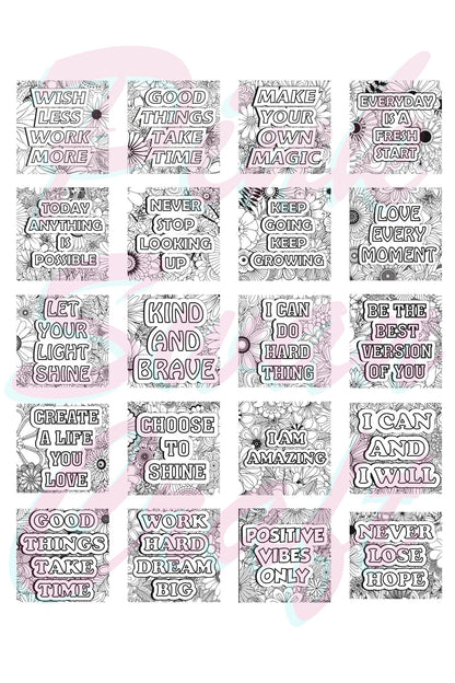 Mandala Manifest Words Bold And Easy – 20x20 cm Büyük Boyama Kitabı, Çocuklar ve Yetişkinler İçin