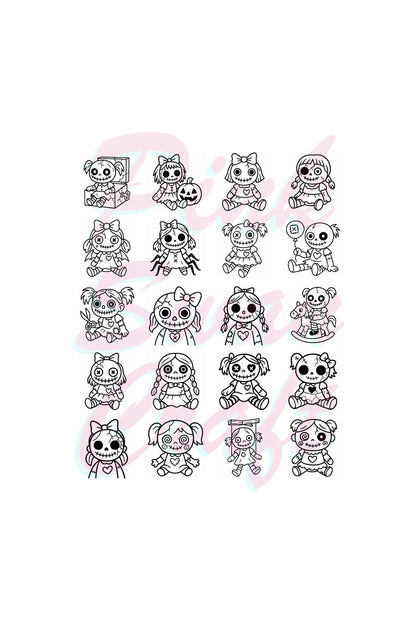 Creepy Doll Collection Bold And Easy 20x20 Cm Büyük Boyama Kitabı Çocuklar Yetişkinler