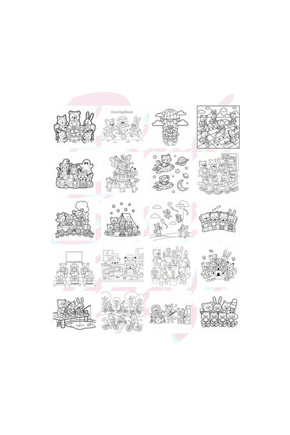 Patchwork Cute Animals Bold And Easy 20x20 Cm Büyük Boyama Kitabı, Çocuklar Ve Yetişkinlere