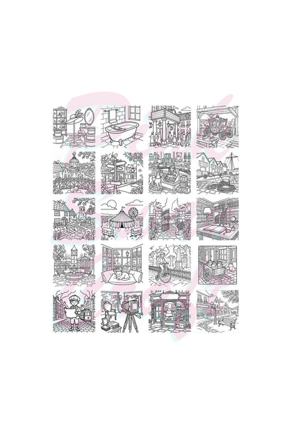 Vintage Nostalgic Victorian Life 20x20 Cm Büyük Boyama Kitabı, Çocuklar Ve Yetişkinlere