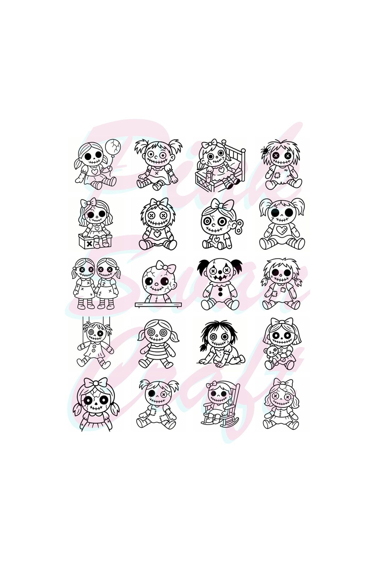 Creepy Doll Collection Bold And Easy 20x20 Cm Büyük Boyama Kitabı Çocuklar Yetişkinler