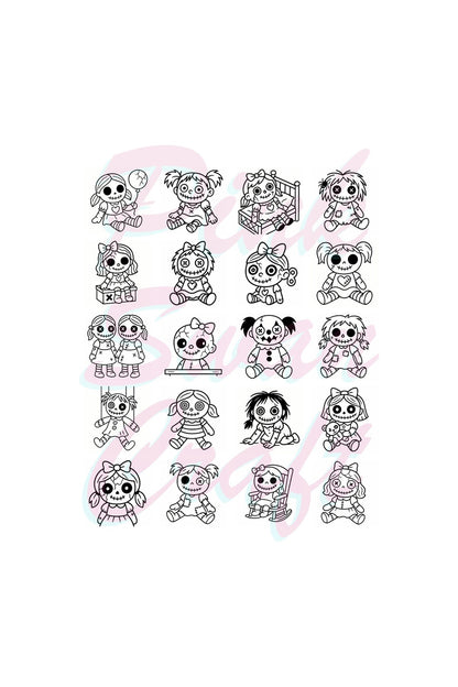 Creepy Doll Collection Bold And Easy 20x20 Cm Büyük Boyama Kitabı Çocuklar Yetişkinler