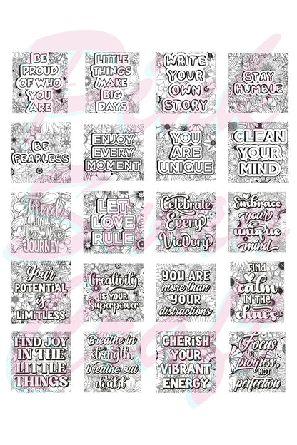 Mandala Manifest Words Bold And Easy – 20x20 cm Büyük Boyama Kitabı, Çocuklar ve Yetişkinler İçin