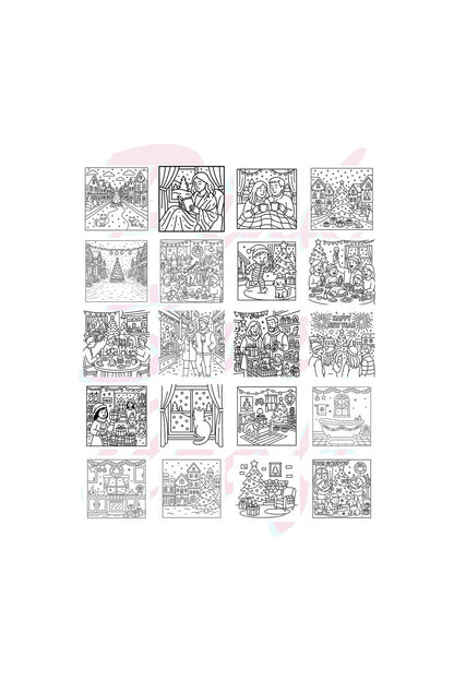 Yılbaşı Cozy Holiday Scenes Bold And Easy 20x20 Cm Büyük Boyama Kitabı, Çocuklar Yetişkinler