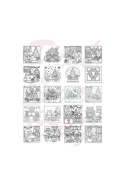 Yılbaşı Cozy Holiday Scenes Bold And Easy 20x20 Cm Büyük Boyama Kitabı, Çocuklar Yetişkinler