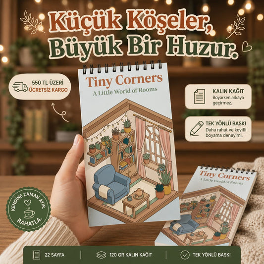 Tiny Corners: A Little World of Rooms Boyama Kitabı - Çanta / Cep Boy - 10x20 cm