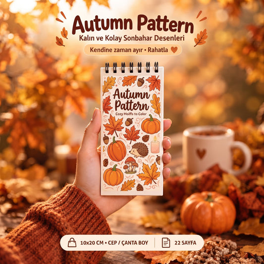 Autumn Pattern Cozy Motifs 10x20 cm Cep Boy Boyama Kitabı
