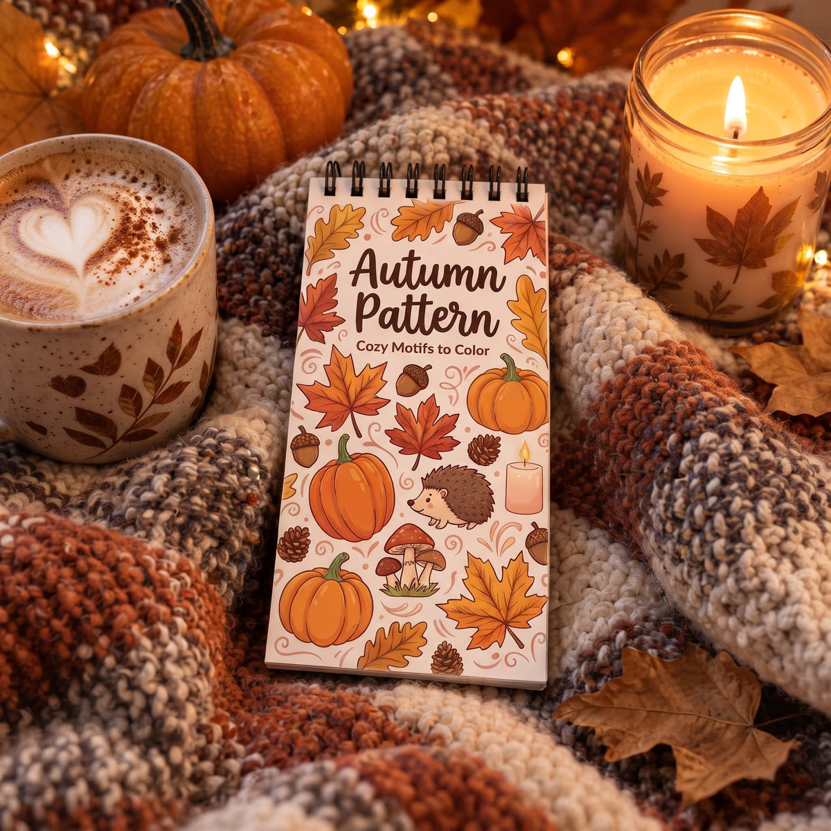 Autumn Pattern Cozy Motifs 10x20 cm Cep Boy Boyama Kitabı