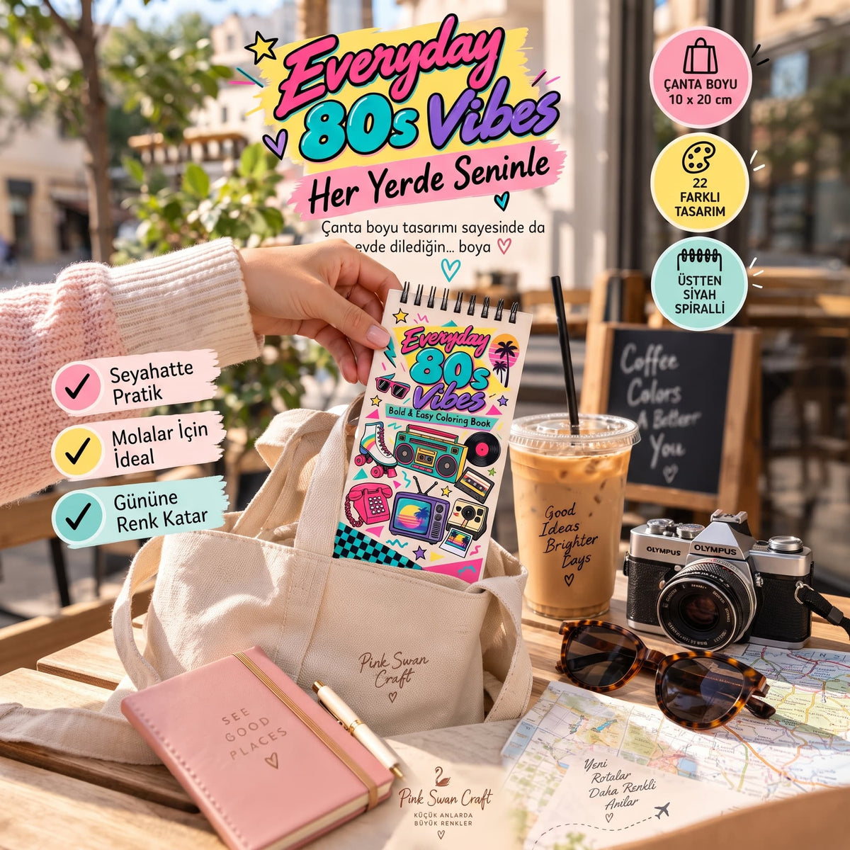 Retro 80s – Vol. 1: Everyday Life Boyama Kitabı 10x20 cm Cep / Çanta Boy