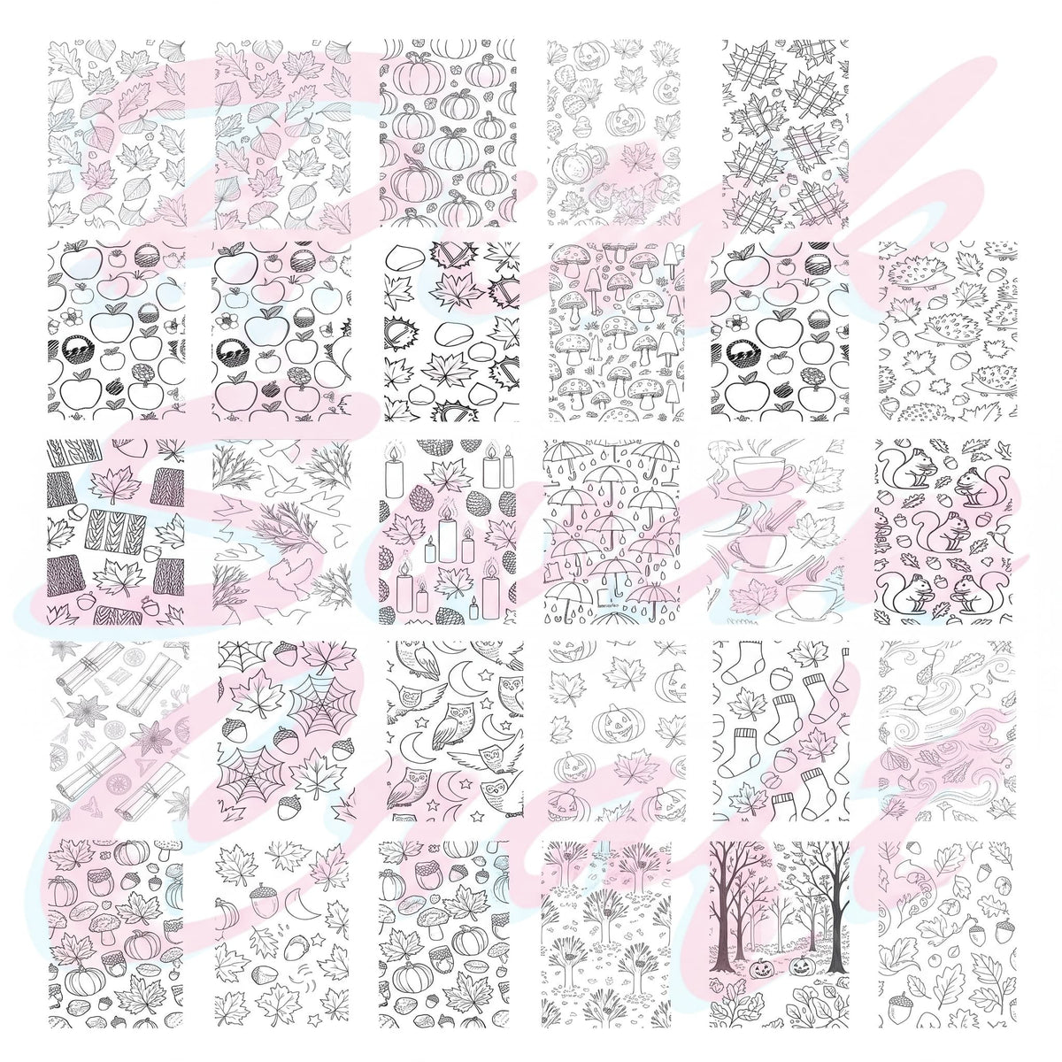 Autumn Pattern Cozy Motifs 10x20 cm Cep Boy Boyama Kitabı