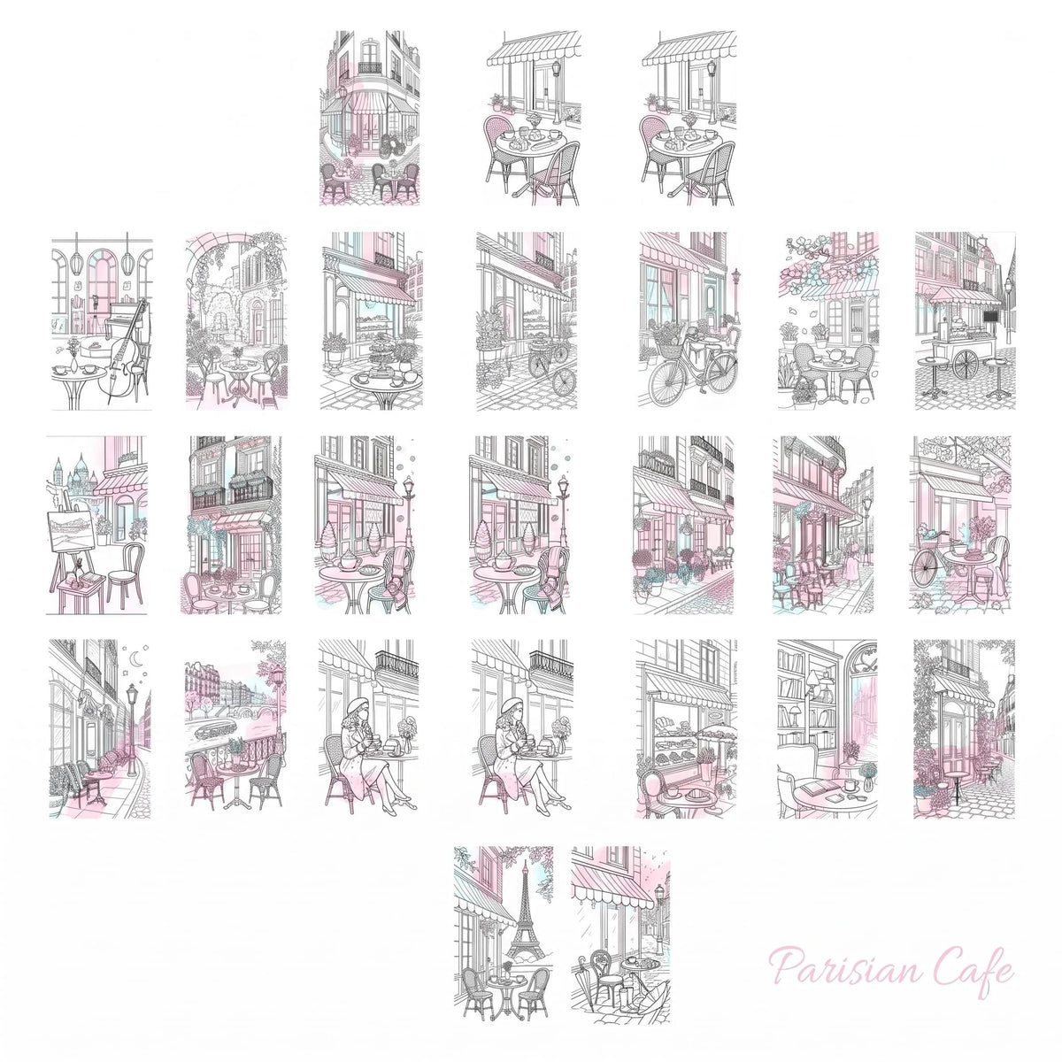 Café de Paris – Paris Kafeleri Temalı Bold & Easy Boyama Kitabı | 10x20 cm