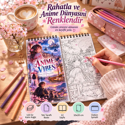 Anime Vibes Anime Boyama Kitabı 10x20 cm Cep ve Çanta Boyu