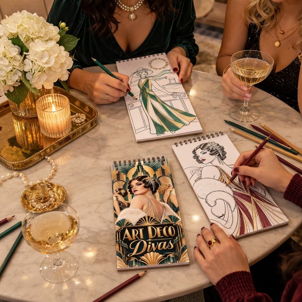 Art Deco Divas – Vintage Kadın Figürleri 10x20 Cep Çanta Boy BoyBoyama Kitabı