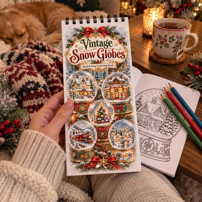 Vintage Snow Globes – Vintage Kar Küreleri 10x20 cm Cep Boy Boyama Kitabı