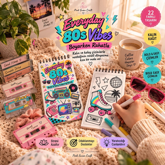 Retro 80s – Vol. 1: Everyday Life Boyama Kitabı 10x20 cm Cep / Çanta Boy