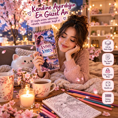 Anime Vibes Anime Boyama Kitabı 10x20 cm Cep ve Çanta Boyu