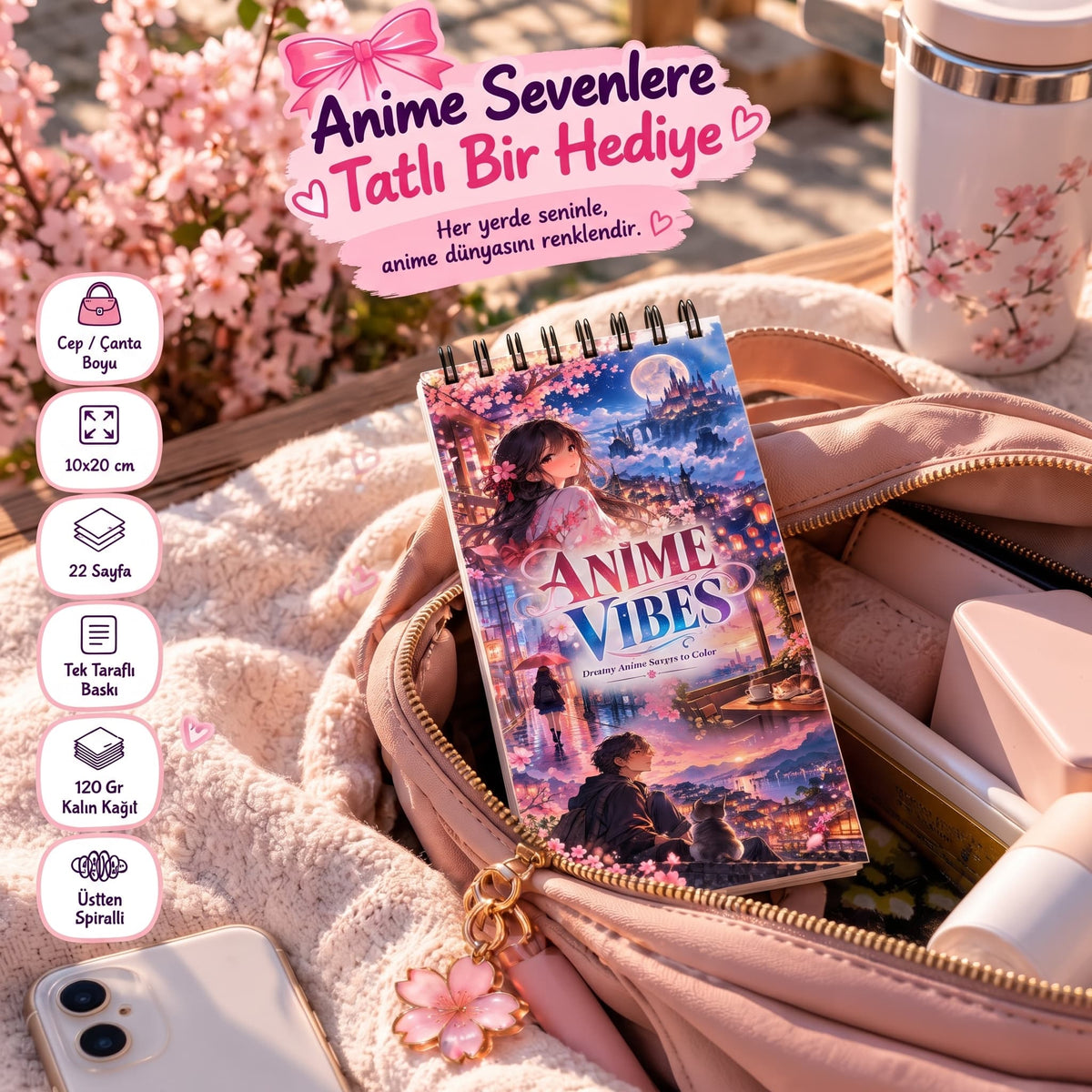 Anime Vibes Anime Boyama Kitabı 10x20 cm Cep ve Çanta Boyu